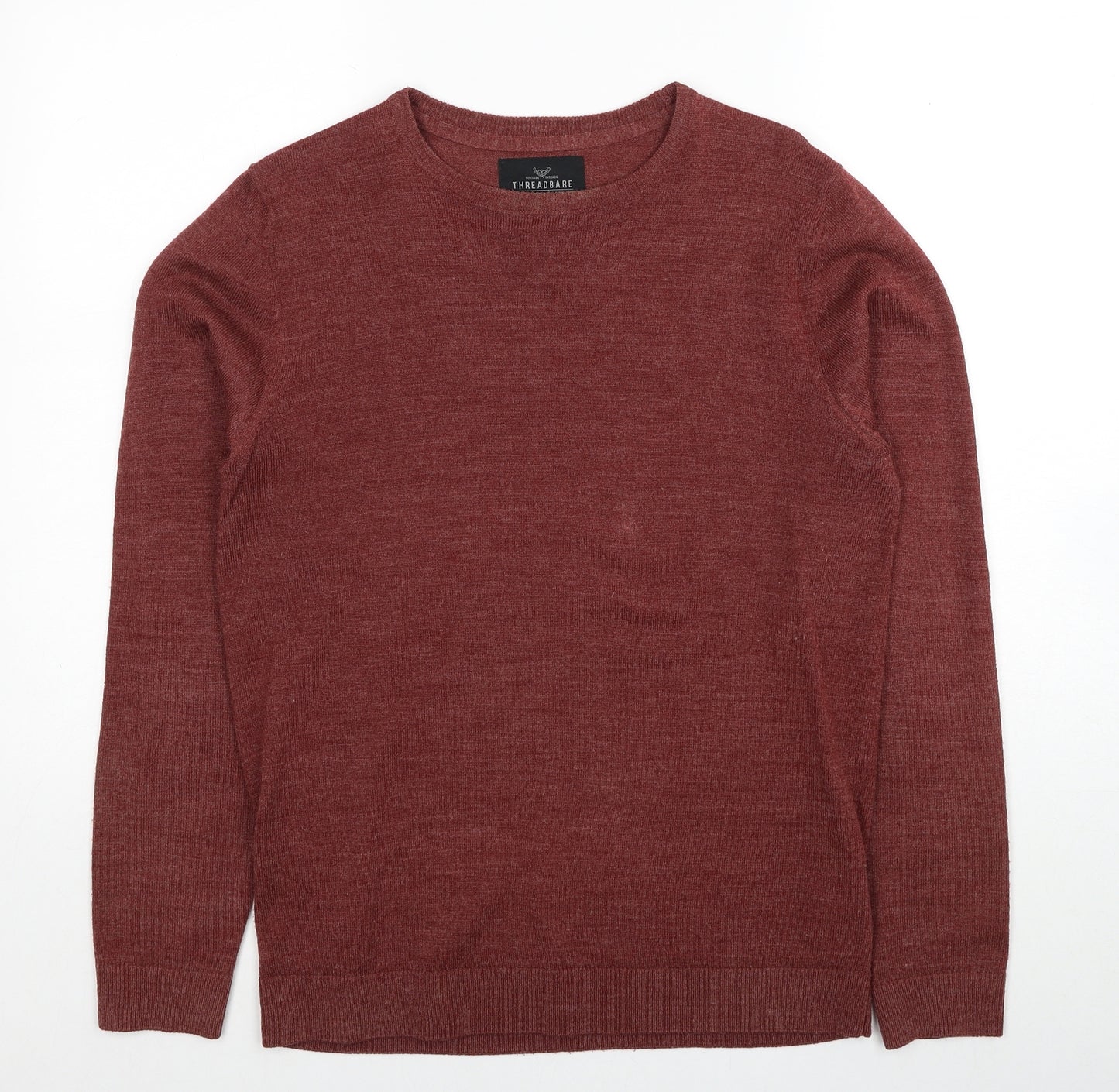 Threadbare Mens Red Round Neck Acrylic Pullover Jumper Size S Long Sleeve