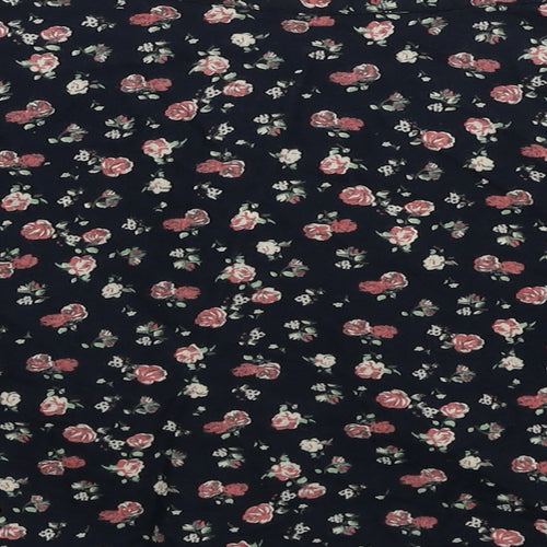 TU Girls Black Floral Viscose Skater Skirt Size 9 Years Regular Pull On
