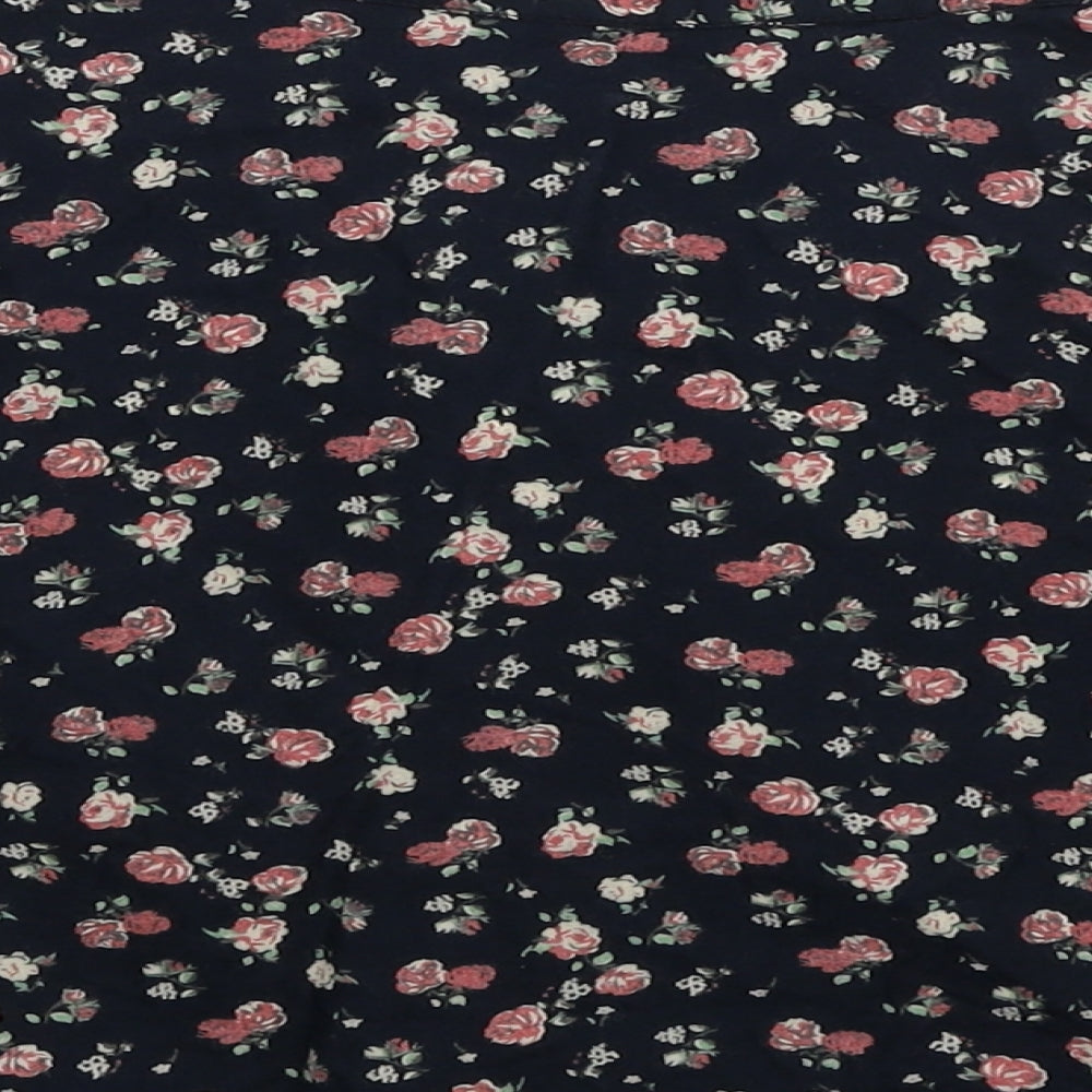 TU Girls Black Floral Viscose Skater Skirt Size 9 Years Regular Pull On