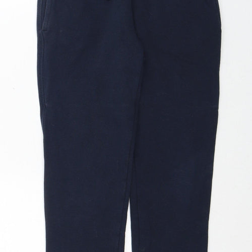 Marks and Spencer Boys Blue Cotton Jogger Trousers Size 7-8 Years Regular Drawstring