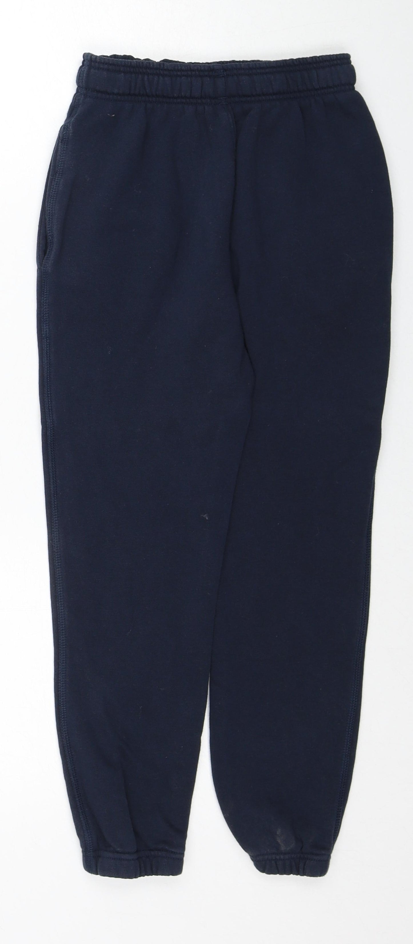 Marks and Spencer Boys Blue Cotton Jogger Trousers Size 7-8 Years Regular Drawstring