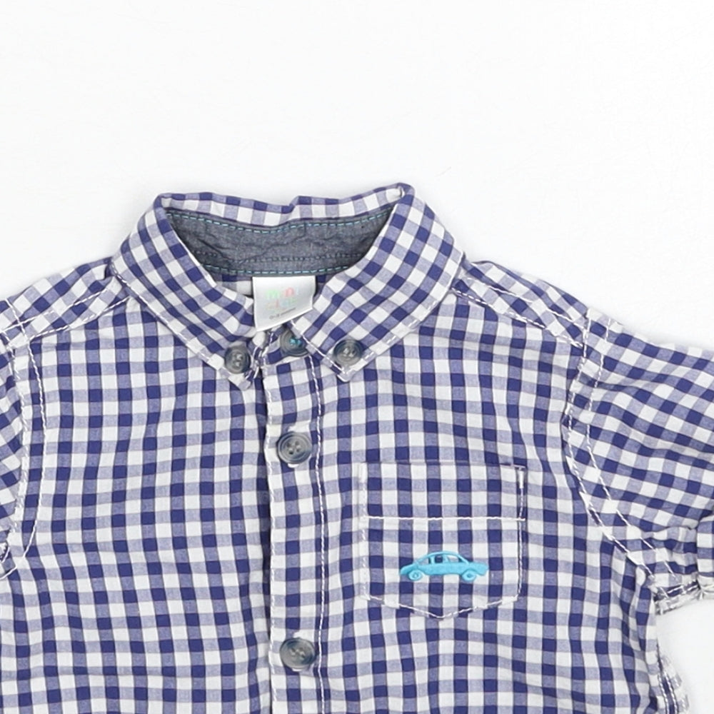 Mini Club Boys Blue Geometric Cotton Basic Button-Up Size 0-3 Months Collared Button