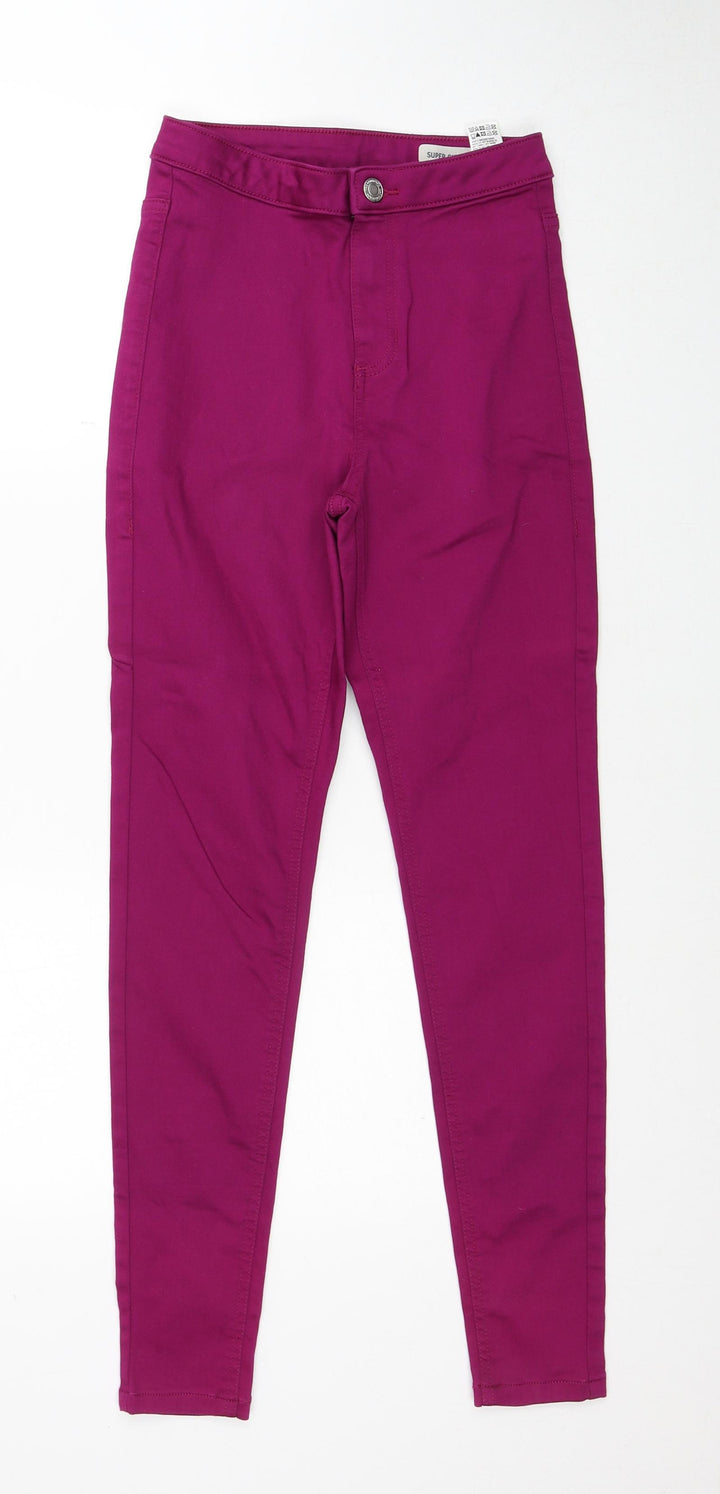 Marks and Spencer Womens Purple Cotton Skinny Jeans Size 8 Regular Zip