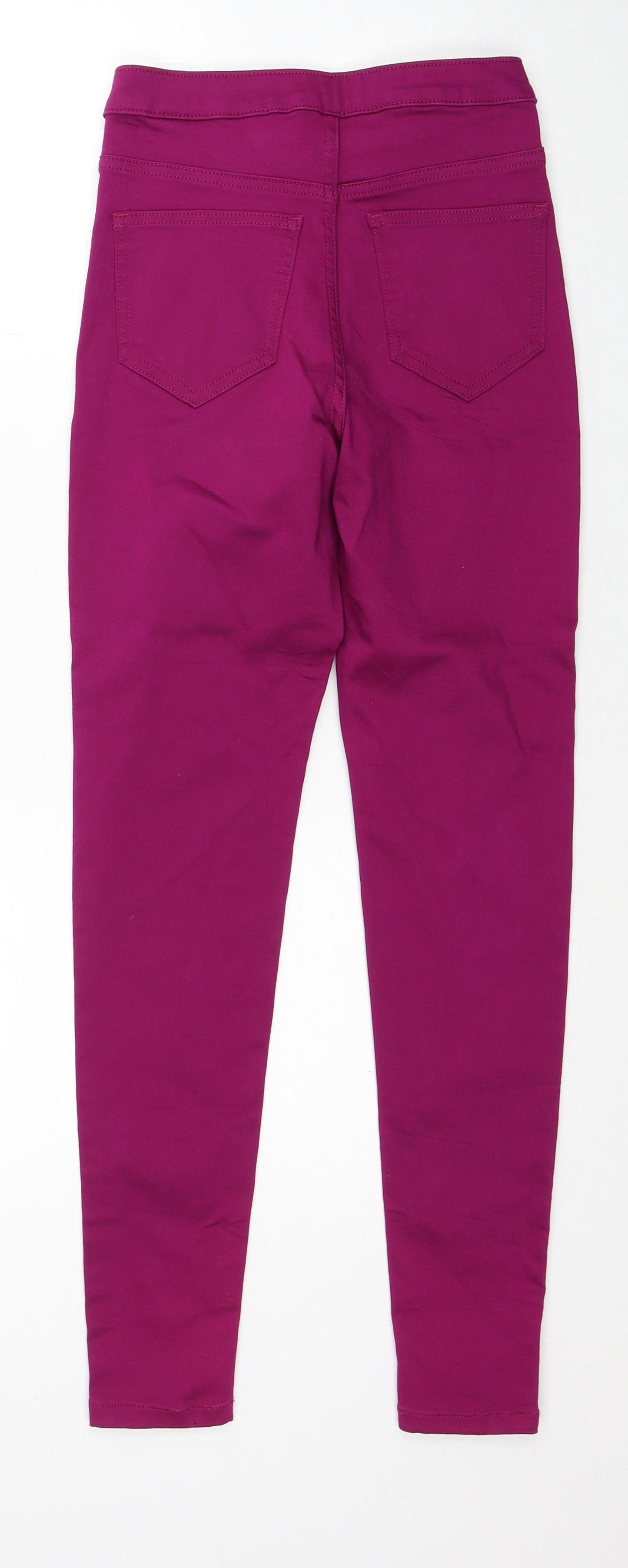 Marks and Spencer Womens Purple Cotton Skinny Jeans Size 8 Regular Zip