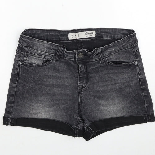 Denim & Co. Womens Grey Cotton Hot Pants Shorts Size 10 Regular Zip