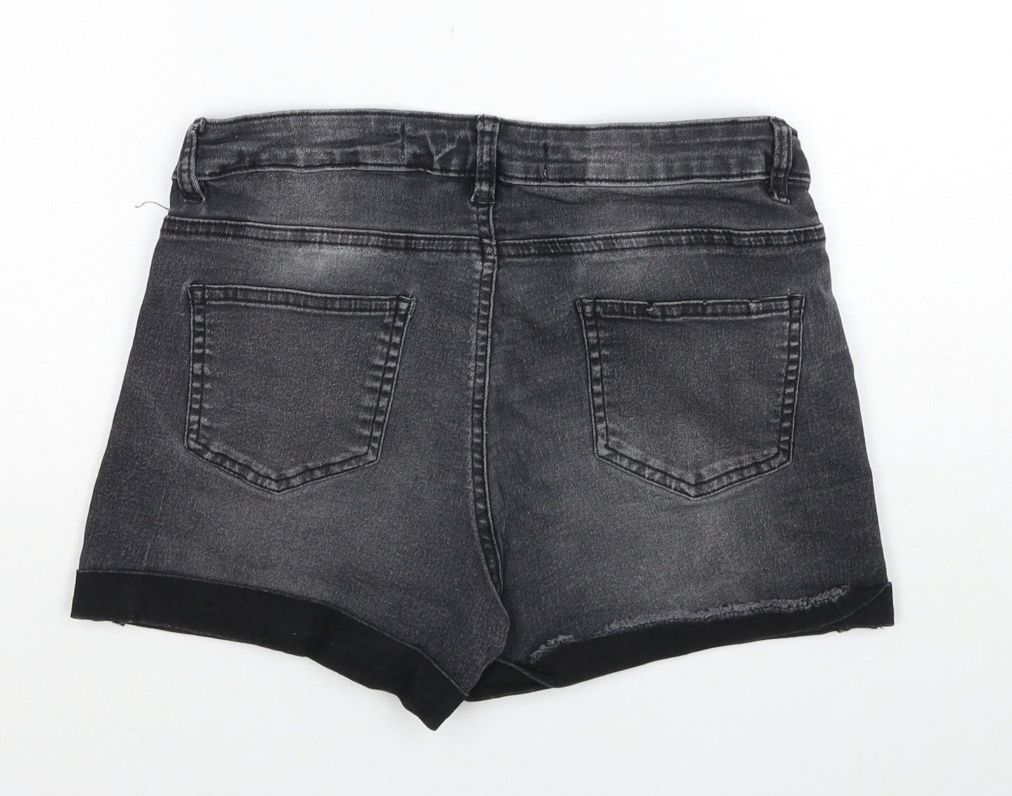 Denim & Co. Womens Grey Cotton Hot Pants Shorts Size 10 Regular Zip
