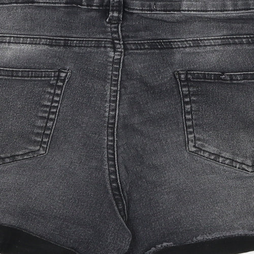 Denim & Co. Womens Grey Cotton Hot Pants Shorts Size 10 Regular Zip