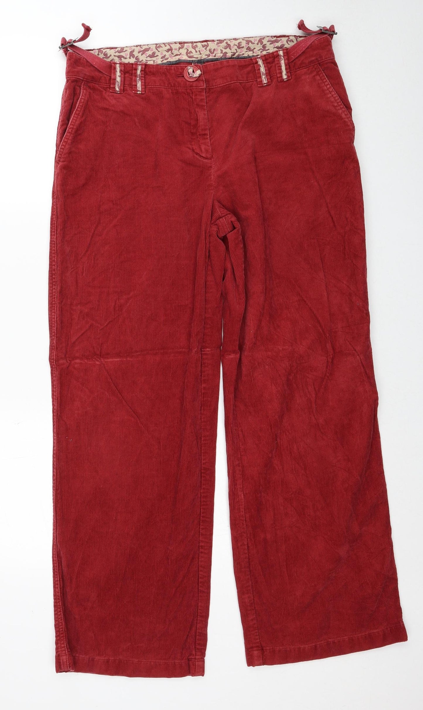 Wrap Womens Red Cotton Trousers Size 34 in Regular Zip