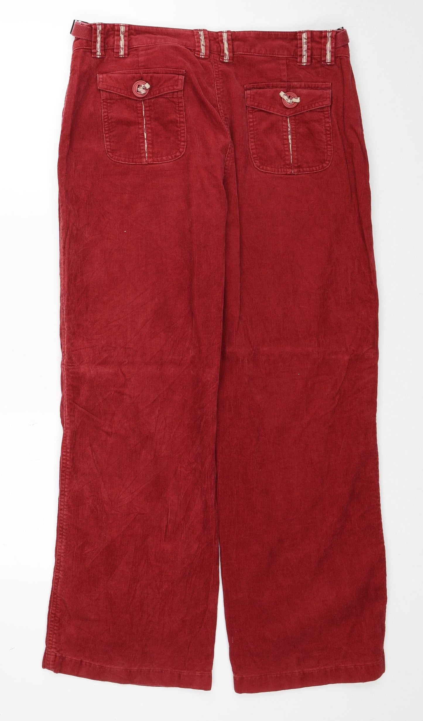 Wrap Womens Red Cotton Trousers Size 34 in Regular Zip