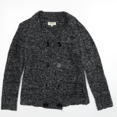BASSINI Womens Grey Collared Acrylic Cardigan Jumper Size M
