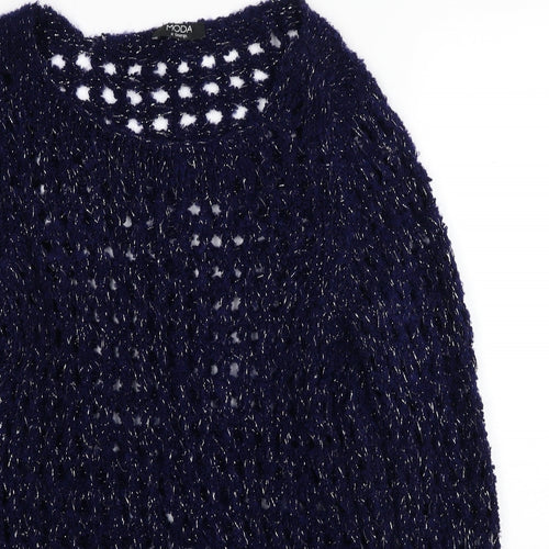 George Womens Blue Boat Neck Acrylic Pullover Jumper Size 10