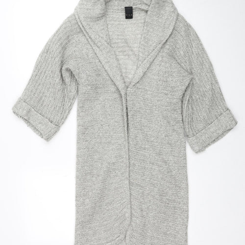 VILA Womens Grey Collared Acrylic Cardigan Jumper Size S