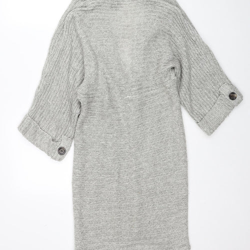 VILA Womens Grey Collared Acrylic Cardigan Jumper Size S
