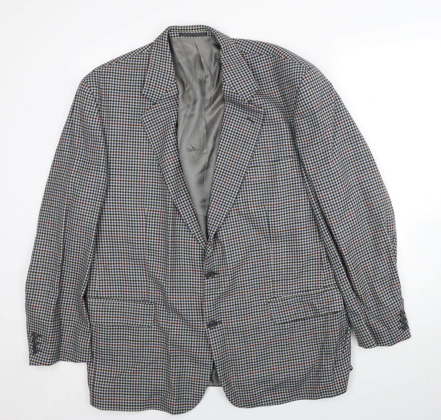 BHS Mens Grey Geometric Wool Jacket Blazer Size 44 Regular