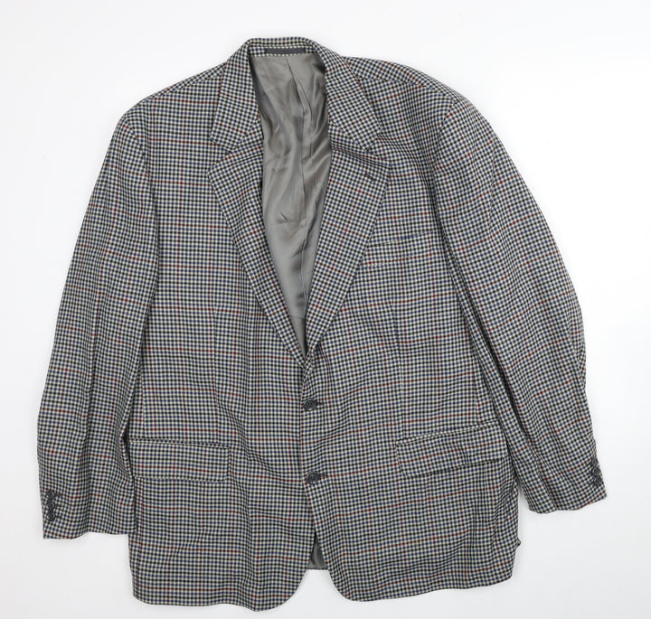 BHS Mens Grey Geometric Wool Jacket Blazer Size 44 Regular