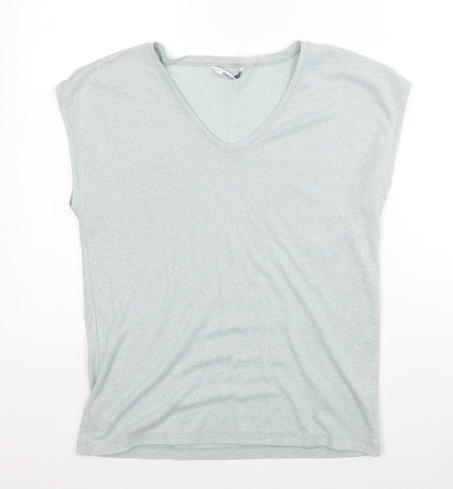 Only Womens Blue Polyester Basic Blouse Size M V-Neck