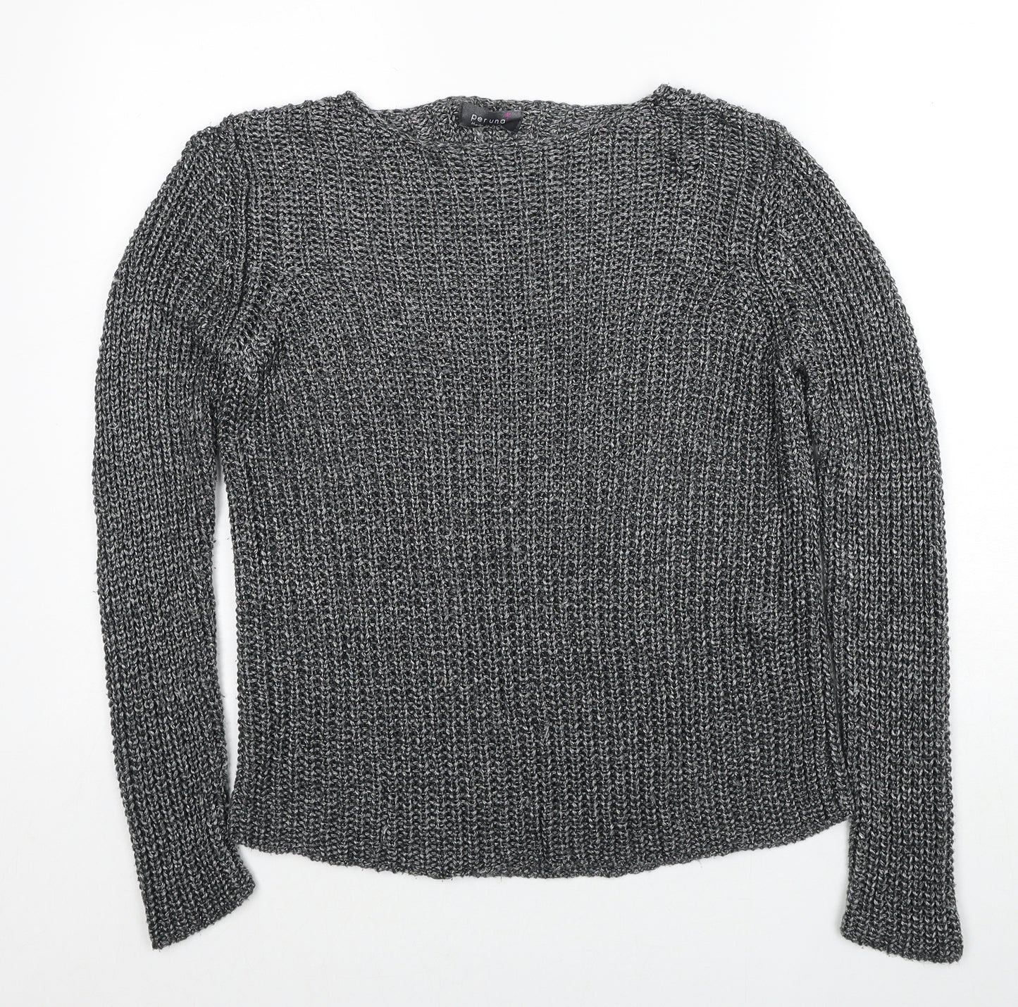 Marks and Spencer Womens Grey Boat Neck Acrylic Pullover Jumper Size 14