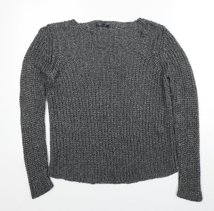 Marks and Spencer Womens Grey Boat Neck Acrylic Pullover Jumper Size 14