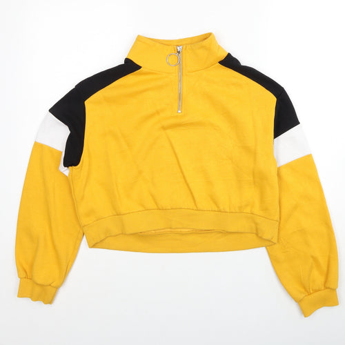 Divided by H&M Womens Yellow Colourblock Cotton Pullover Sweatshirt Size S Pullover