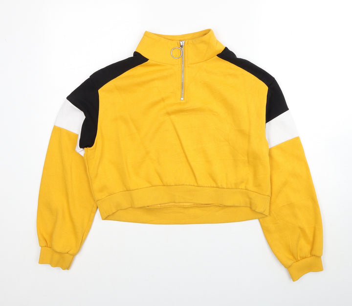 Divided by H&M Womens Yellow Colourblock Cotton Pullover Sweatshirt Size S Pullover