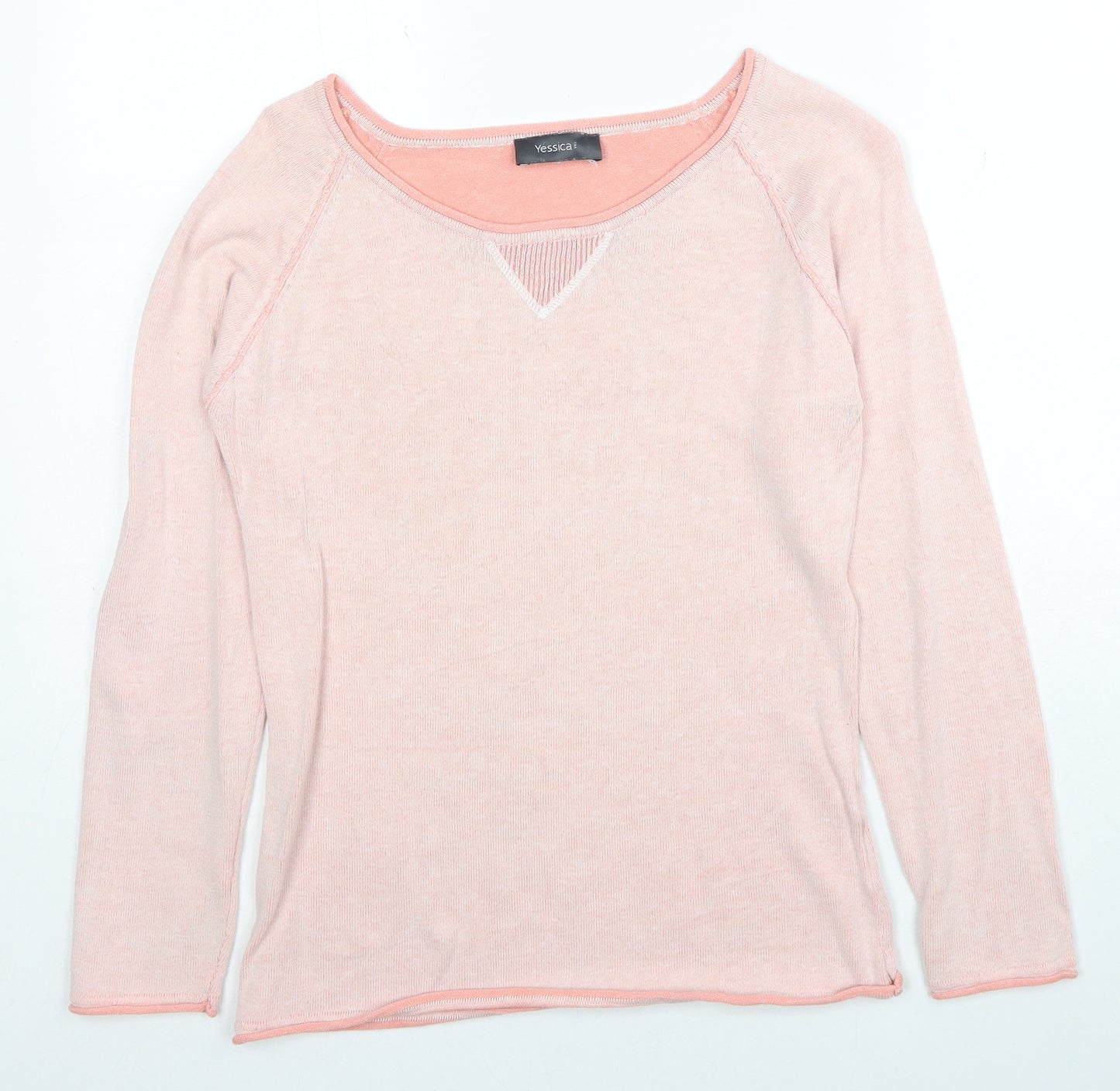 Yessica Womens Pink Boat Neck Polyester Pullover Jumper Size S