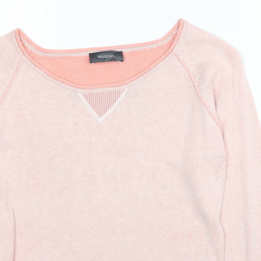 Yessica Womens Pink Boat Neck Polyester Pullover Jumper Size S