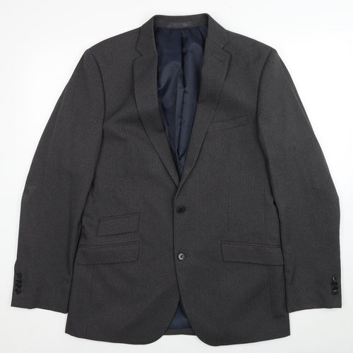 Taylor & Wright Mens Grey Striped Polyester Jacket Suit Jacket Size 40 Regular
