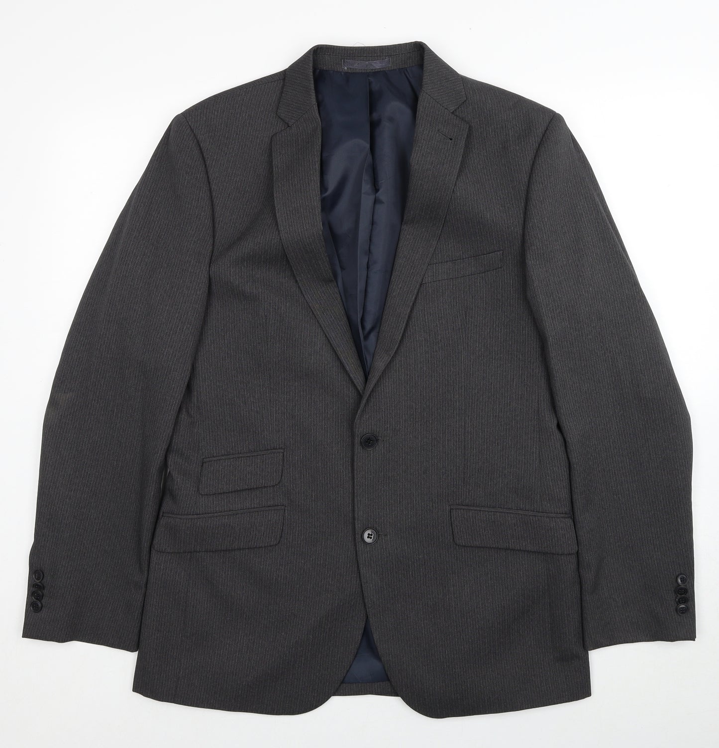 Taylor & Wright Mens Grey Striped Polyester Jacket Suit Jacket Size 40 Regular