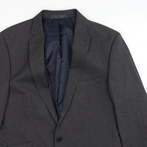 Taylor & Wright Mens Grey Striped Polyester Jacket Suit Jacket Size 40 Regular