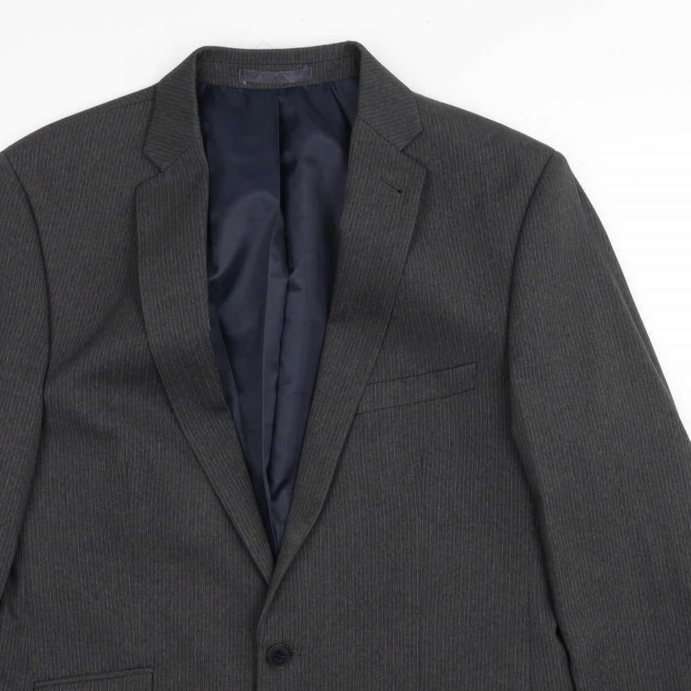 Taylor & Wright Mens Grey Striped Polyester Jacket Suit Jacket Size 40 Regular