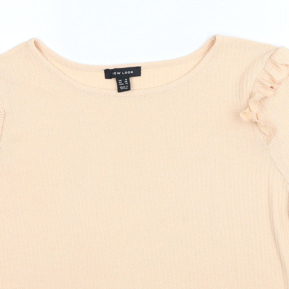 New Look Womens Beige Boat Neck Viscose Pullover Jumper Size 18
