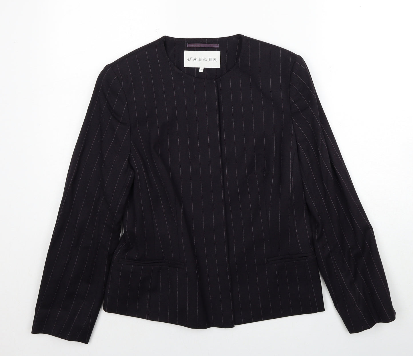 Jaeger Womens Black Striped Jacket Blazer Size 10 Button