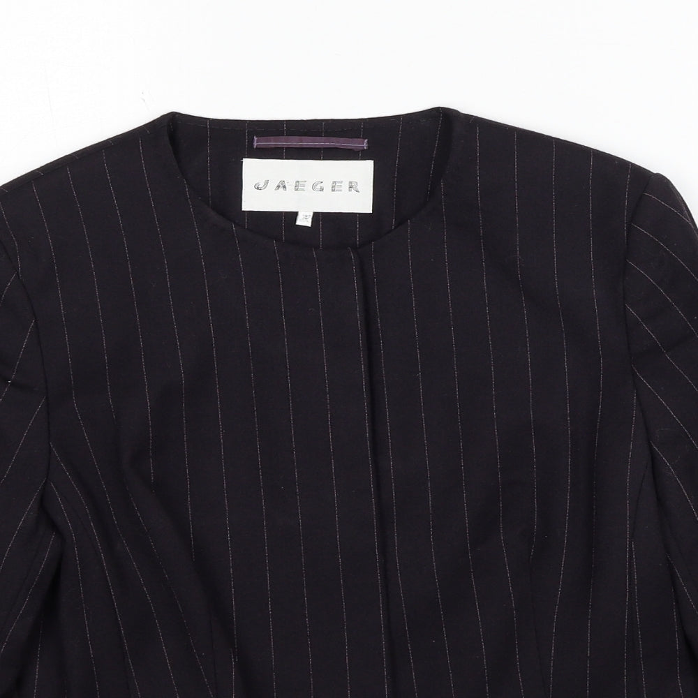 Jaeger Womens Black Striped Jacket Blazer Size 10 Button