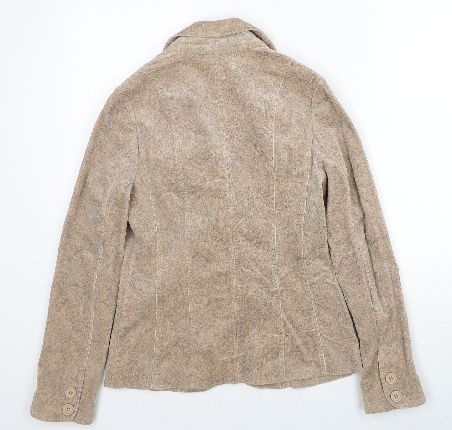 Maine Womens Beige Paisley Jacket Blazer Size 12 Button