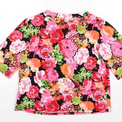 New Look Womens Multicoloured Floral Polyester Basic T-Shirt Size 8 Boat Neck