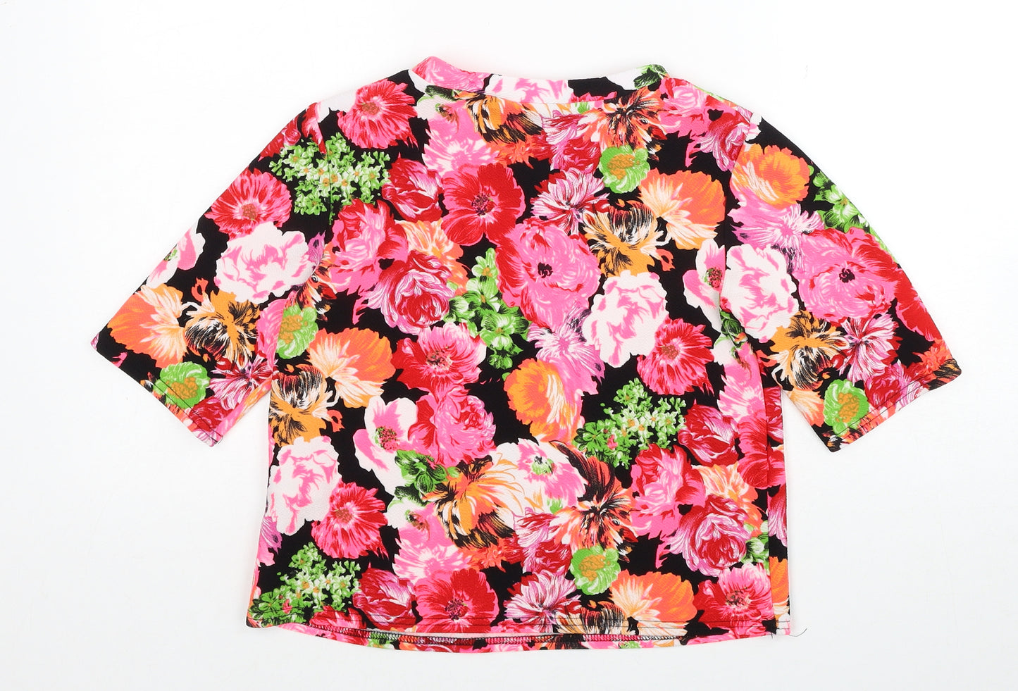 New Look Womens Multicoloured Floral Polyester Basic T-Shirt Size 8 Boat Neck