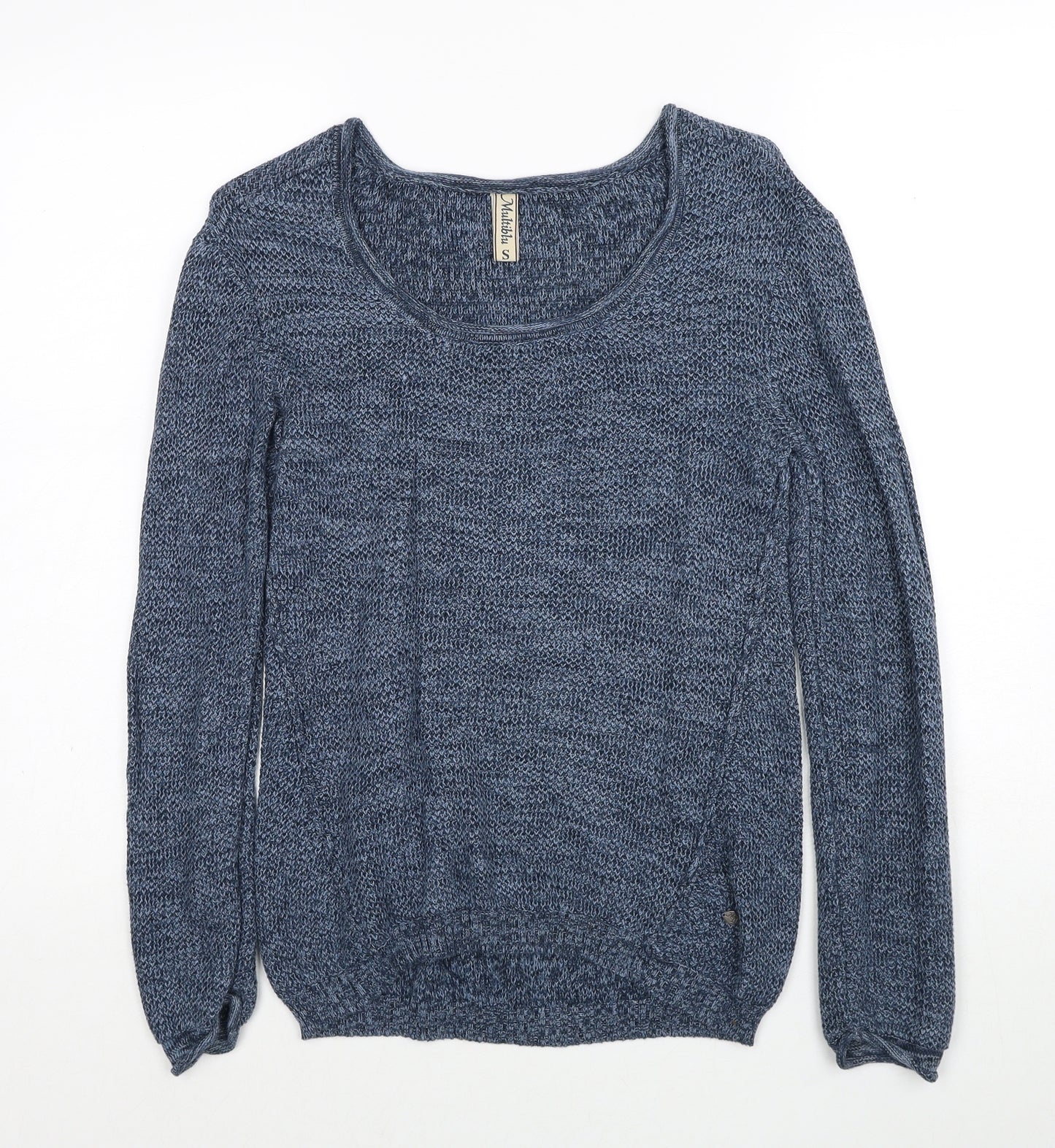 Multiblu Womens Blue Scoop Neck Cotton Pullover Jumper Size S