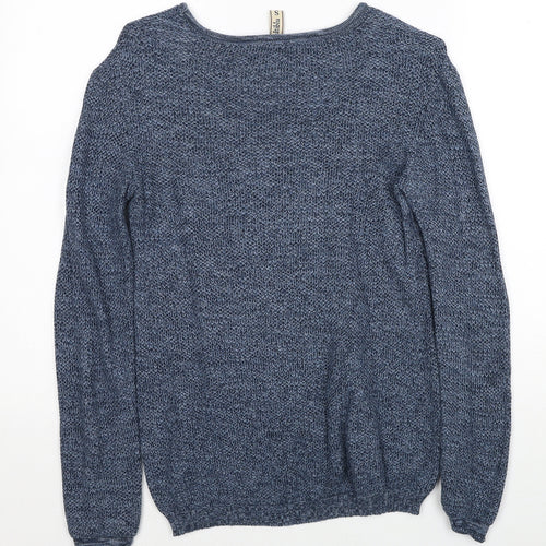 Multiblu Womens Blue Scoop Neck Cotton Pullover Jumper Size S