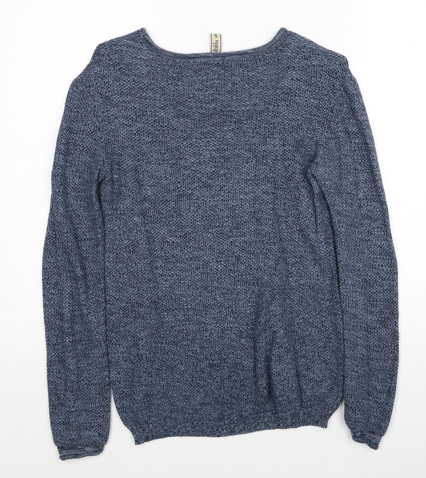 Multiblu Womens Blue Scoop Neck Cotton Pullover Jumper Size S