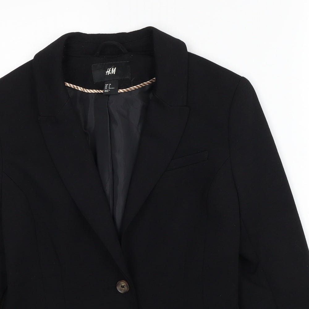 H&M Womens Black Polyester Jacket Blazer Size 10