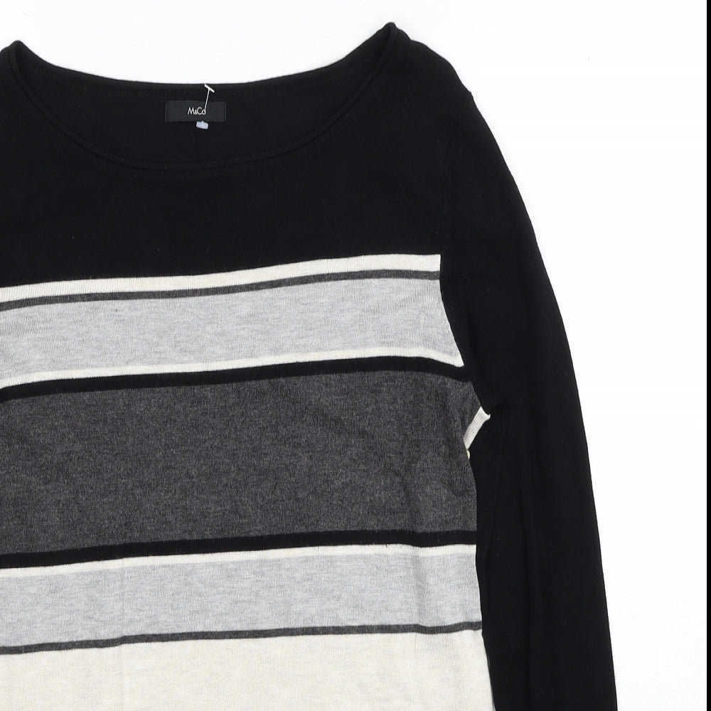M&Co Womens Multicoloured Boat Neck Striped Viscose Pullover Jumper Size 10