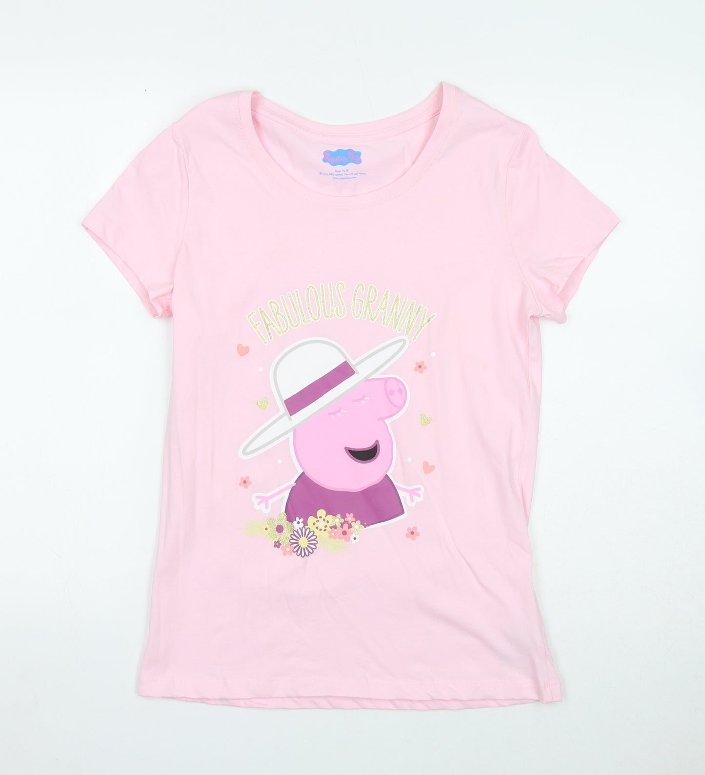 F&F Womens Pink Cotton Basic T-Shirt Size 8 Round Neck - Fabulous Granny Peppa Pig