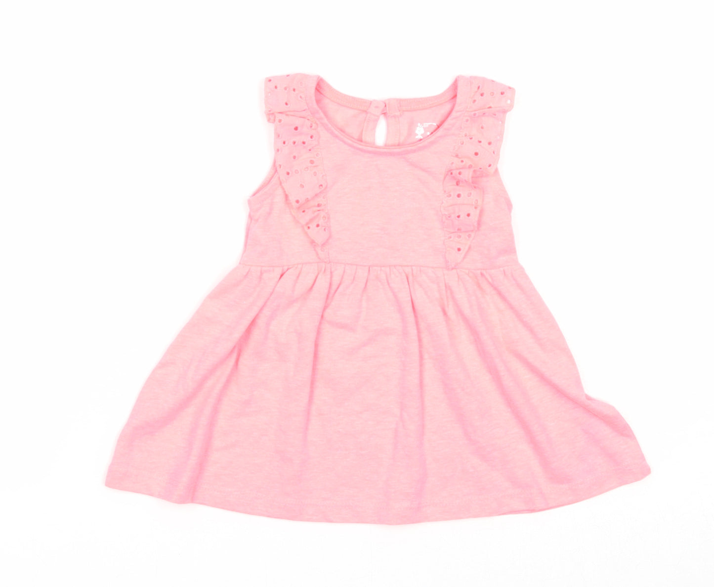 Primark Girls Pink Cotton A-Line Size 0-3 Months Scoop Neck Button