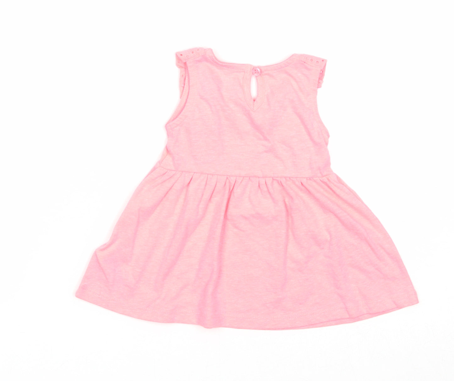 Primark Girls Pink Cotton A-Line Size 0-3 Months Scoop Neck Button