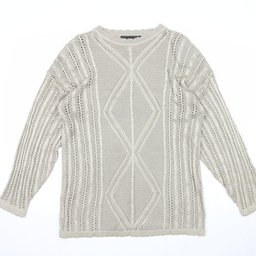 Casamia Womens Gold Round Neck Viscose Pullover Jumper One Size