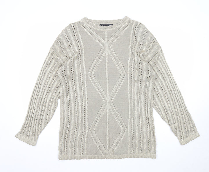 Casamia Womens Gold Round Neck Viscose Pullover Jumper One Size