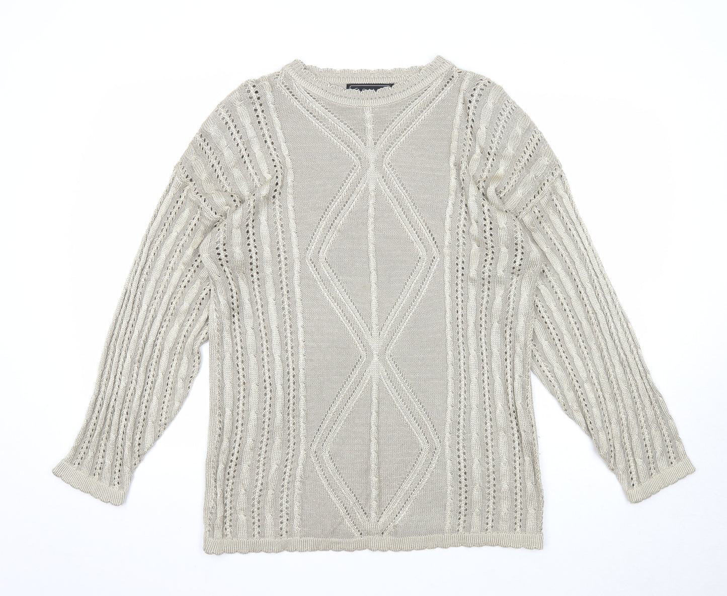 Casamia Womens Gold Round Neck Viscose Pullover Jumper One Size