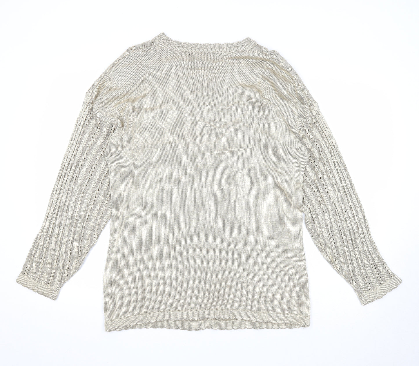 Casamia Womens Gold Round Neck Viscose Pullover Jumper One Size