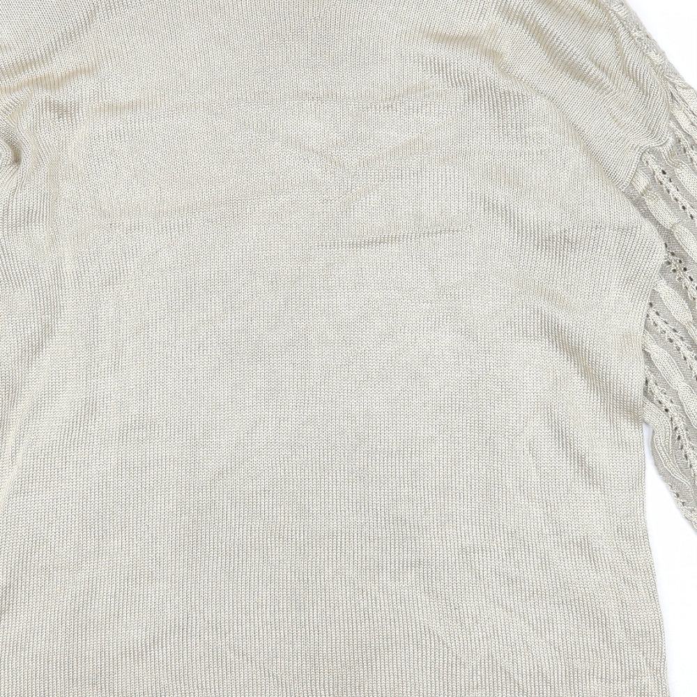Casamia Womens Gold Round Neck Viscose Pullover Jumper One Size