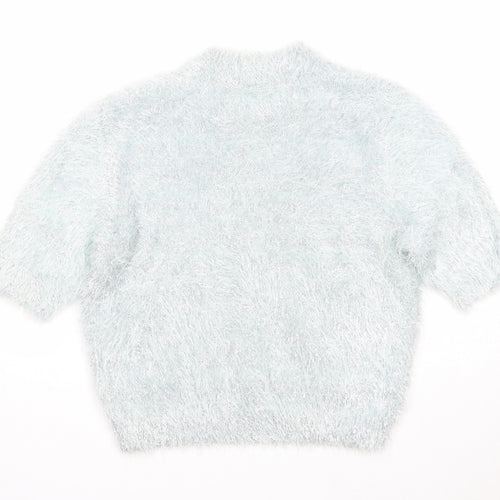 Papaya Womens Silver Mock Neck Polyamide Pullover Jumper Size M